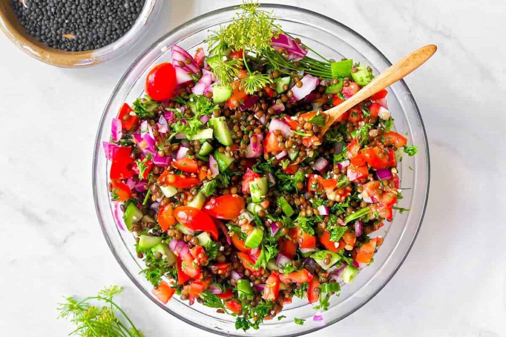 Lentil Tabbouleh Salad by Entirely Emmy