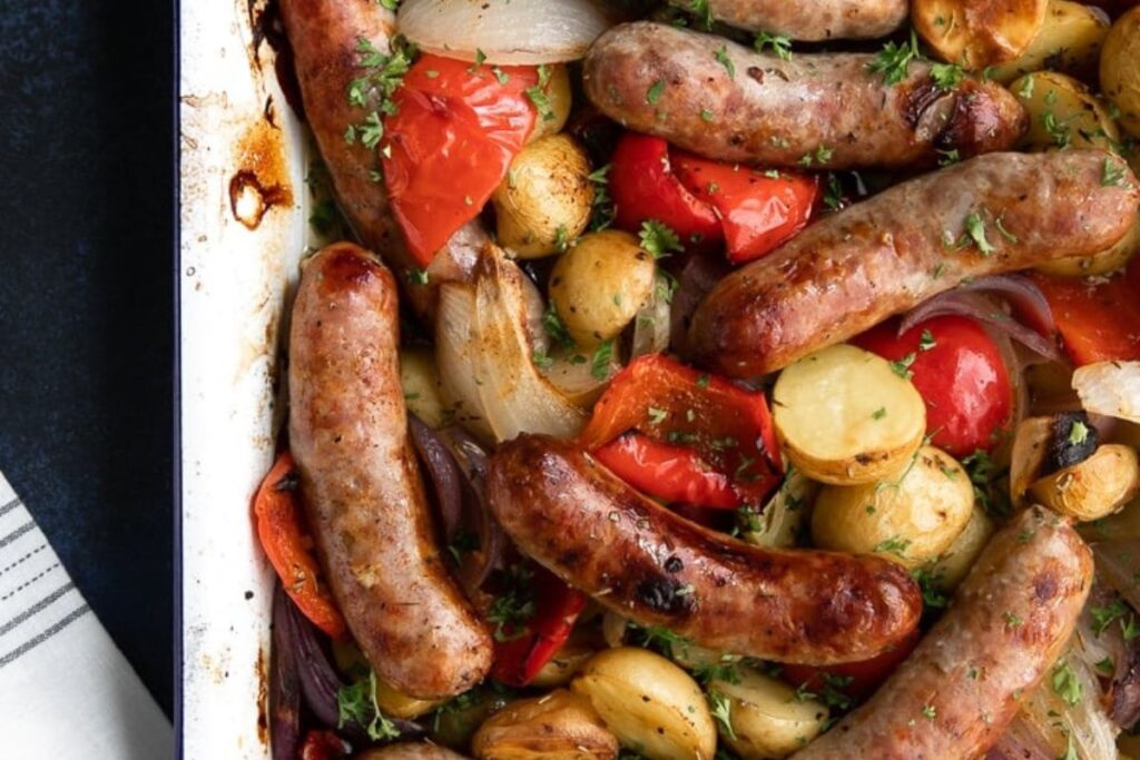 Oven Roasted Sausage and Potatoes by The Forked Spoon