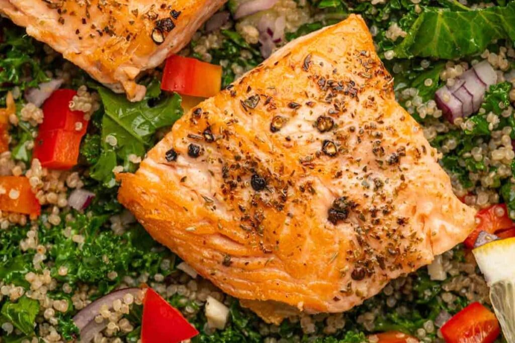 Salmon Kale Quinoa Salad by Food Exit Recipes