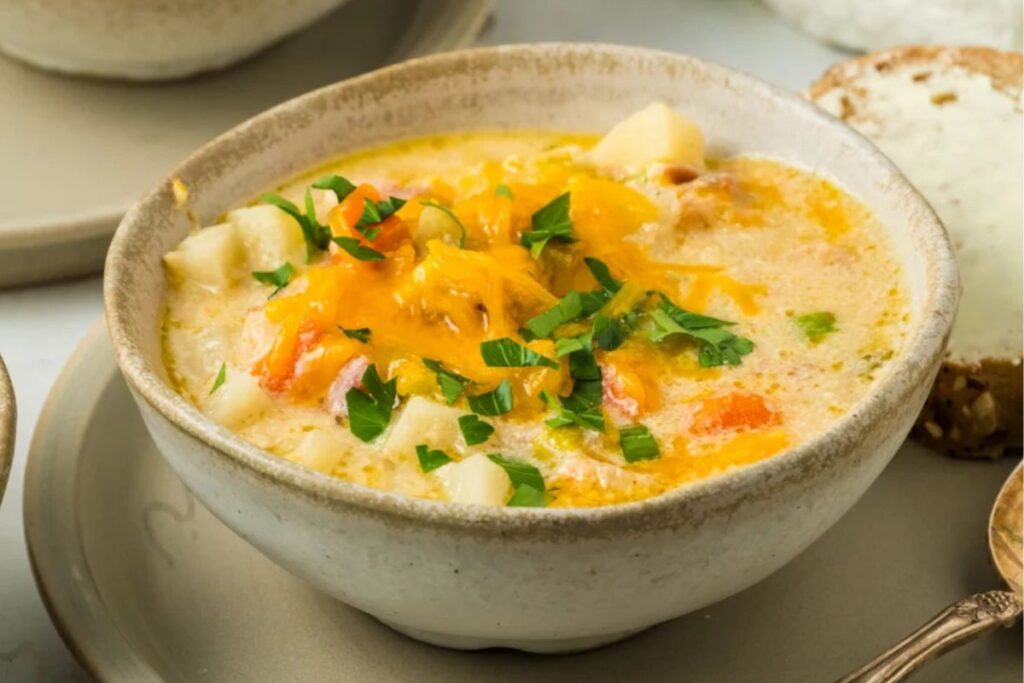 Slow Cooker Cheesy Ham and Potato Soup by The Magical Slow Cooker