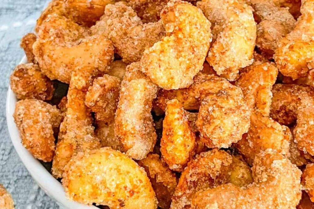 Sweet and Spicy Candied Cashews by Three Olives Branch