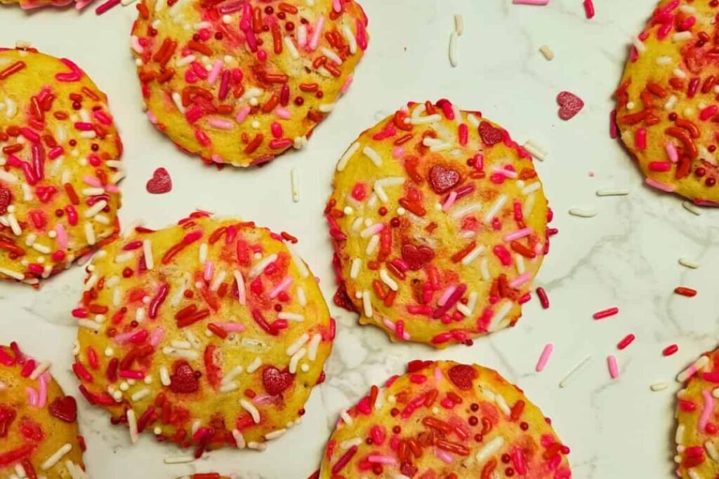 Valentines Day Sprinkle Cookies by Simply Scratch Made