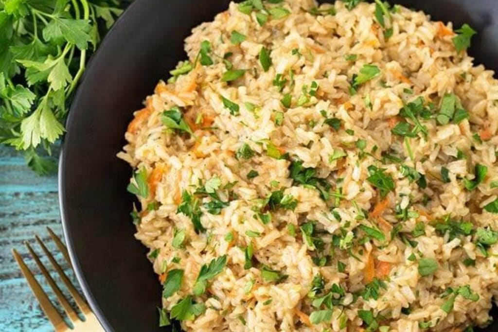 Instant Pot Brown Rice Pilaf by Simply Happy Foodie