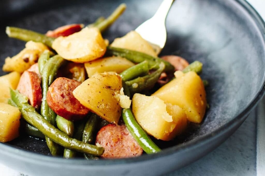 Instant Pot Cajun Sausage Green Beans and Potatoes by The Cookin Chicks