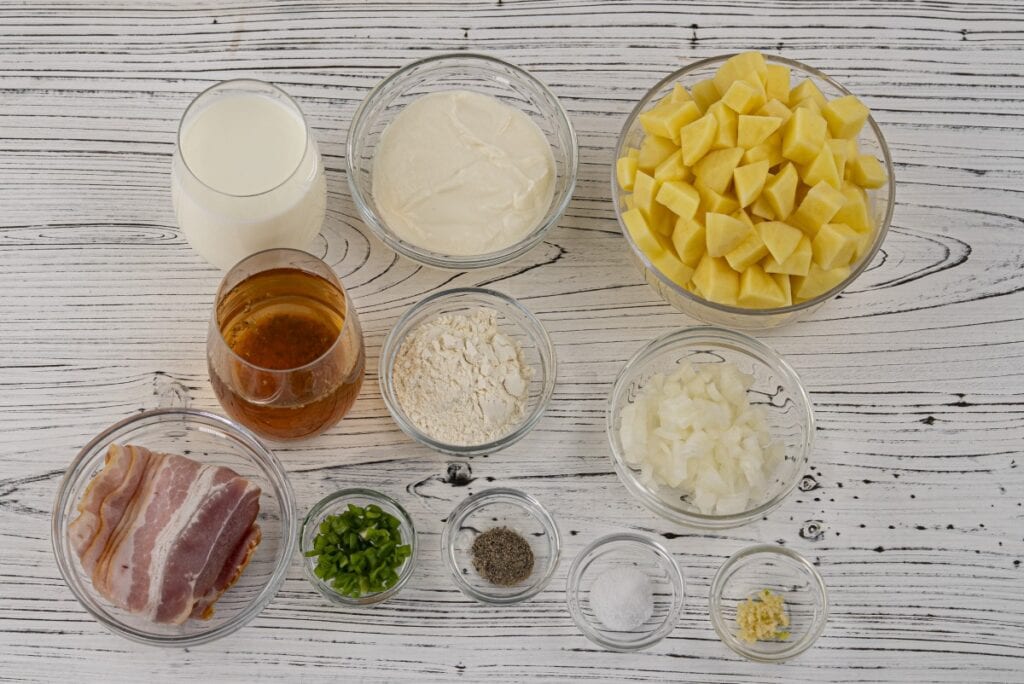 Loaded Baked Potato Soup ingredients
