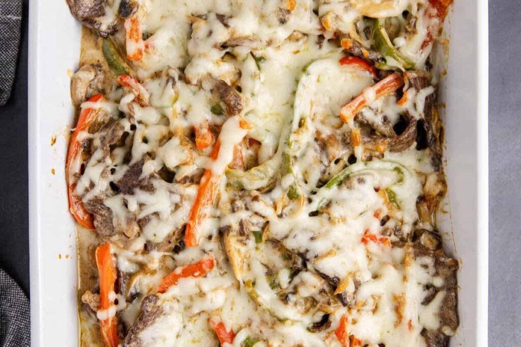Philly Cheesesteak Casserole by My Rad Kitchen