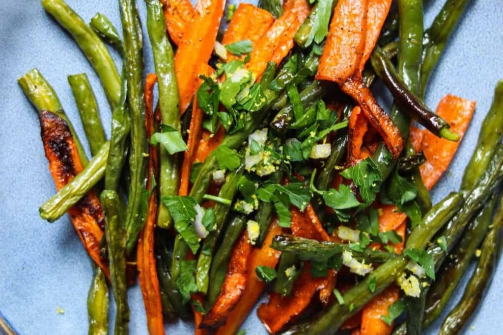 Roasted Green Beans And Carrots by The Copper Table