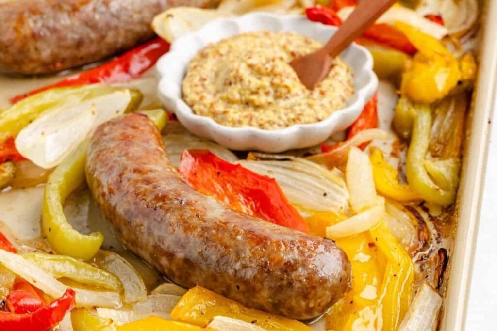 Sheet Pan Brats and Peppers by One Pot Wonder