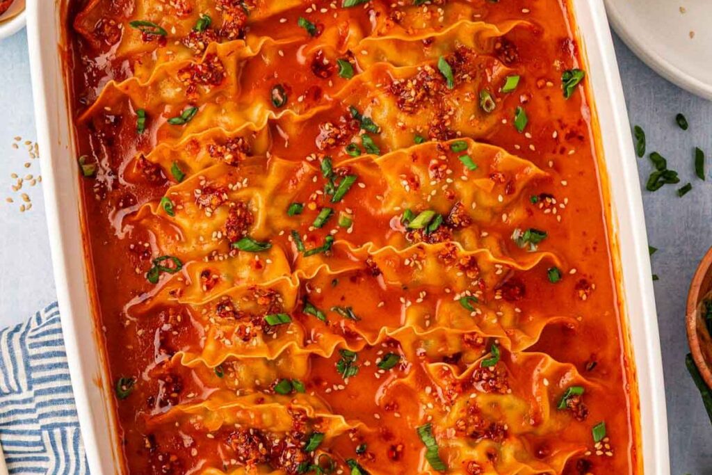 Viral One Pan Dumpling Bake by Sugar and Soul